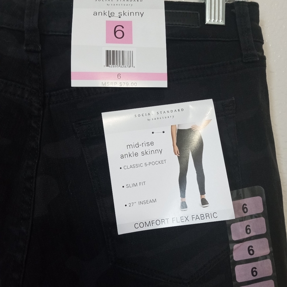 Social Standard By Sanctuary Black Camo Ankle Skinny Jeans NWT mid Rise - Picture 8 of 8